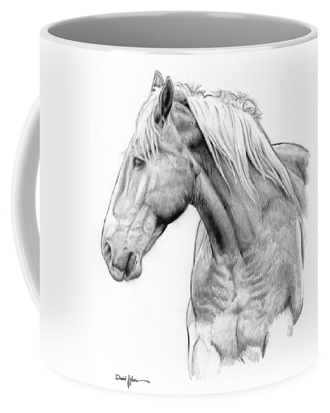 Horse Coffee Mug featuring the drawing One Horse Daniel Adams by Daniel Adams