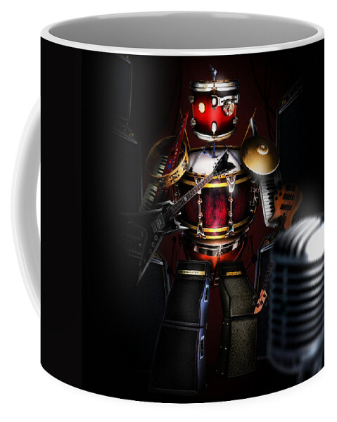 One Man Band Coffee Mug featuring the digital art One man band by Alessandro Della Pietra