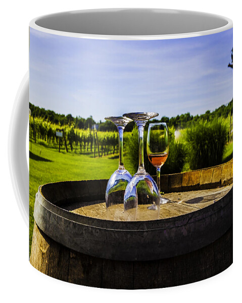 Winery Coffee Mug featuring the photograph One Man Standing at Winery - Bridgehampton by Madeline Ellis