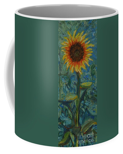 Sunflower Coffee Mug featuring the painting One Sunflower - Sold by Judith Espinoza