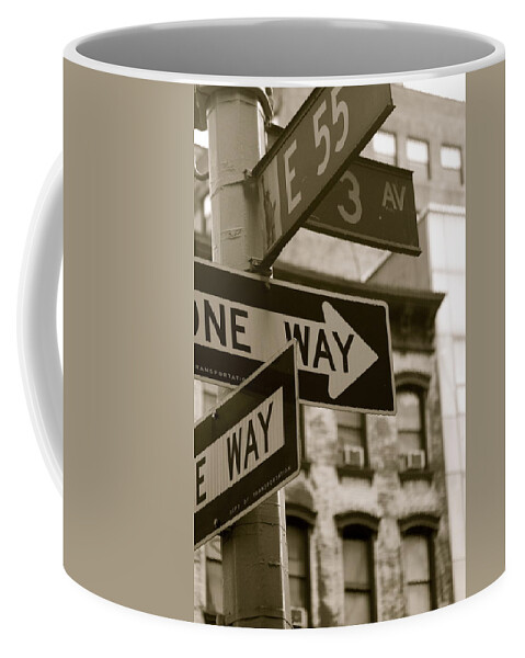New York Coffee Mug featuring the photograph One Way BW by Joshua Van Lare