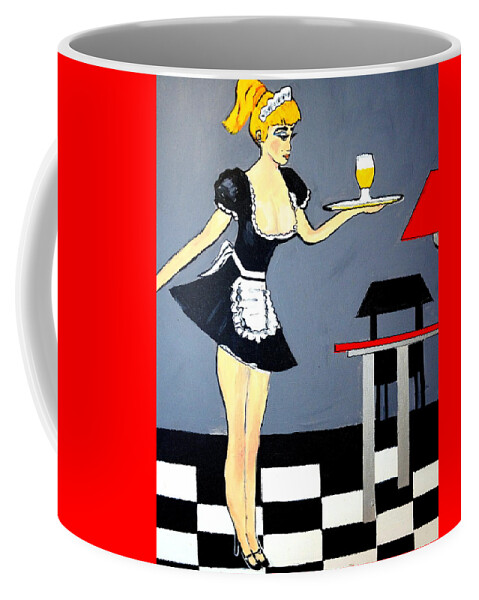 French Maid Coffee Mug featuring the painting Ooolala French Maid by Nora Shepley