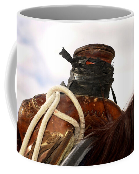 Western Art Coffee Mug featuring the photograph Open Range Saddle by Amanda Smith