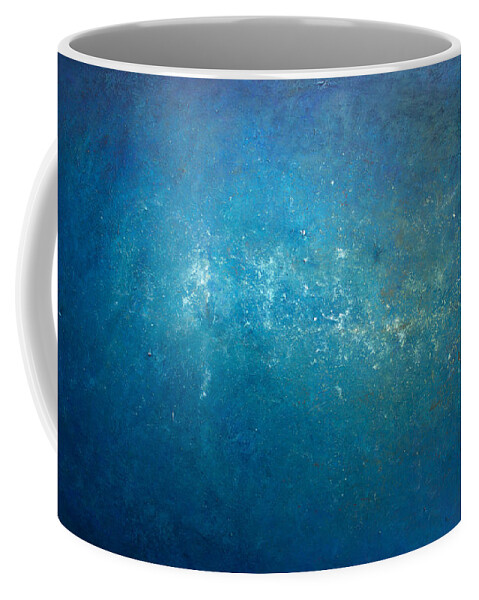 Derek Kaplan Art Coffee Mug featuring the painting Opt.1.15 Mr Blue Sky by Derek Kaplan