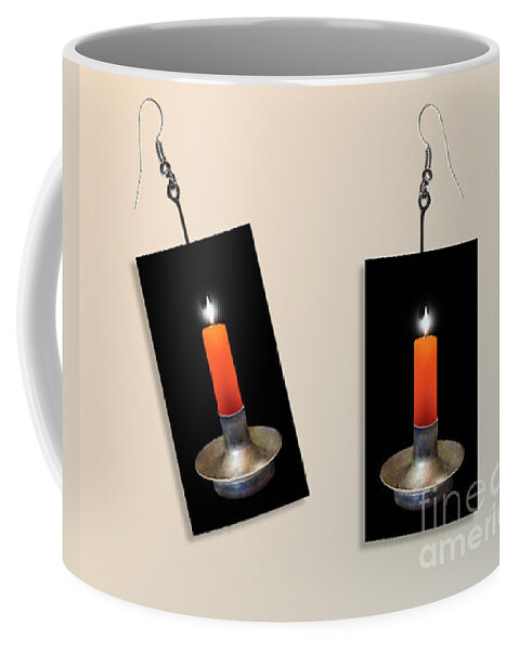 Candle Coffee Mug featuring the digital art Orange Candle Earrings by Melissa A Benson