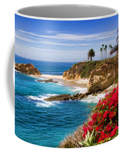 Laguna Beach Coffee Mug featuring the digital art Orange County coastline by Cliff Wassmann