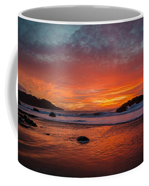 Seascape Coffee Mug featuring the photograph Orange Glow by Linda Villers