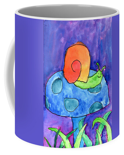 Snail Coffee Mug featuring the painting Orange Snail by Nick Abrams Age Twelve