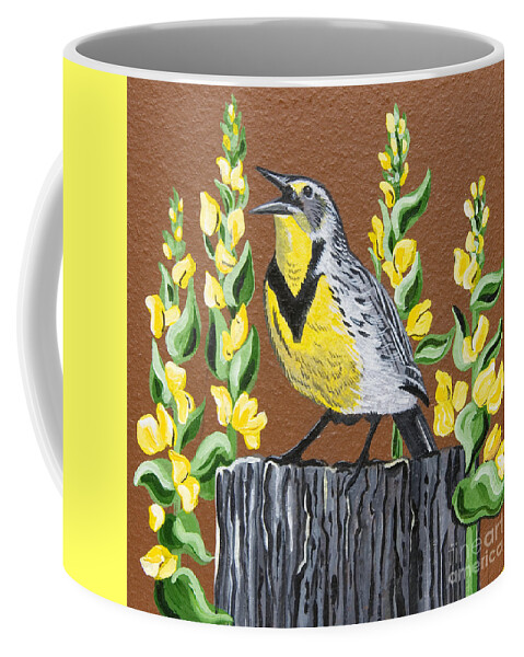 Nature Coffee Mug featuring the painting Oregon Meadowlark by Jennifer Lake