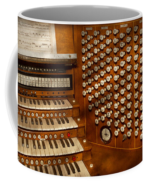 Pipe Organ Coffee Mug featuring the photograph Organist - Ready at the controls by Mike Savad
