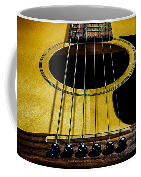 Guitar Coffee Mug featuring the pyrography Organizer of Sound by Rick Bartrand