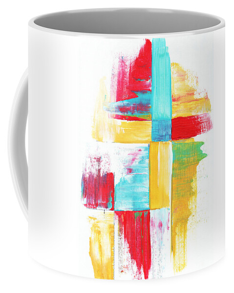 Abstract Coffee Mug featuring the painting Original Bold Colorful Abstract Painting PATCHWORK by MADART by Megan Aroon