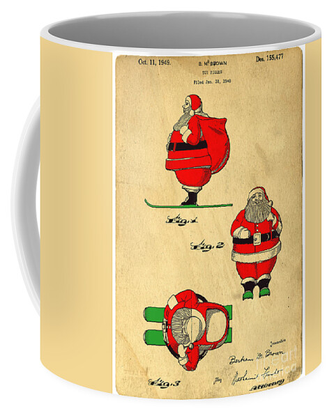 Santa Coffee Mug featuring the digital art Original Patent for Santa On Skis Figure by Edward Fielding