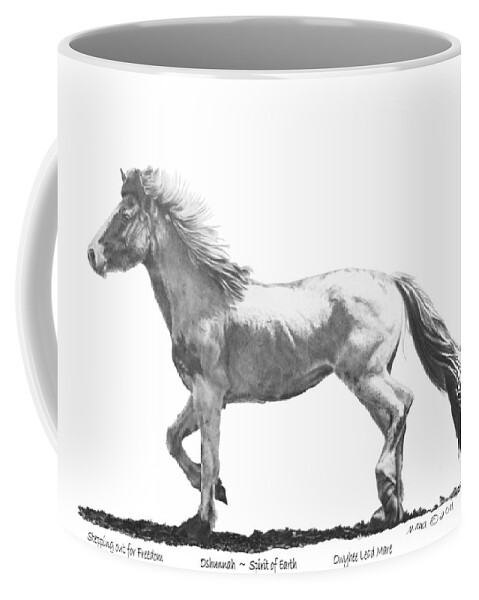 Horse Coffee Mug featuring the drawing Oshunnah stepping out for Freedom by Marianne NANA Betts