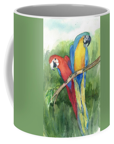 Birds Coffee Mug featuring the painting Lunch in the Wild by Maria Hunt