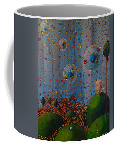 Shell Coffee Mug featuring the painting Out Of His Shell by Mindy Huntress