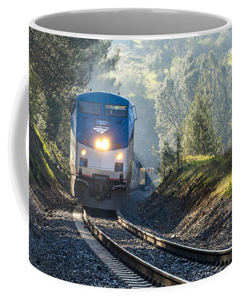 Amtrak Coffee Mug featuring the photograph Out of the Mist by Jim Thompson