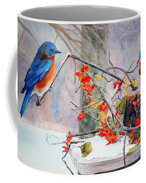 Missouri State Bird Coffee Mug featuring the painting Out on a Limb by Brenda Beck Fisher