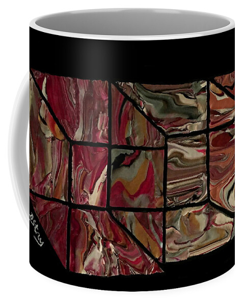 Cube Coffee Mug featuring the mixed media Outside the Box I by Deborah Stanley