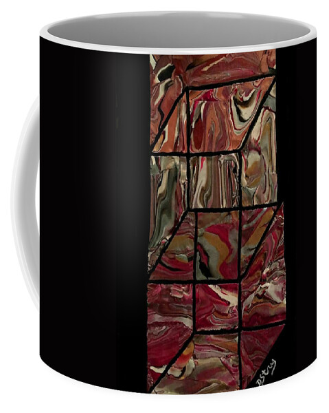 Cube Coffee Mug featuring the mixed media Outside the Box II by Deborah Stanley