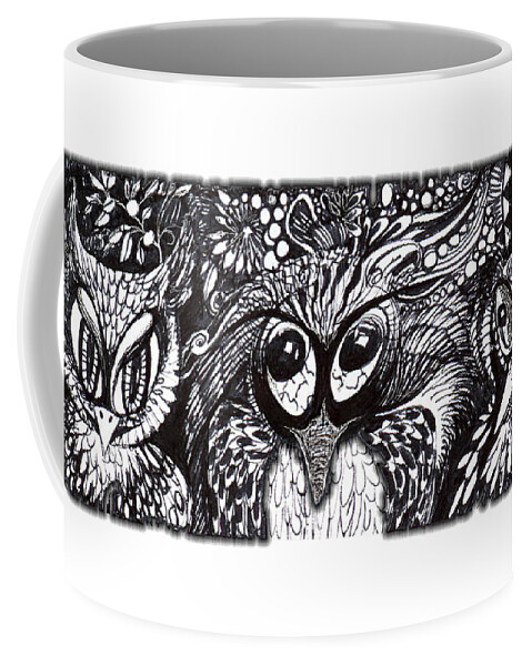 Adria Trail Coffee Mug featuring the drawing Owls Eyes by Adria Trail