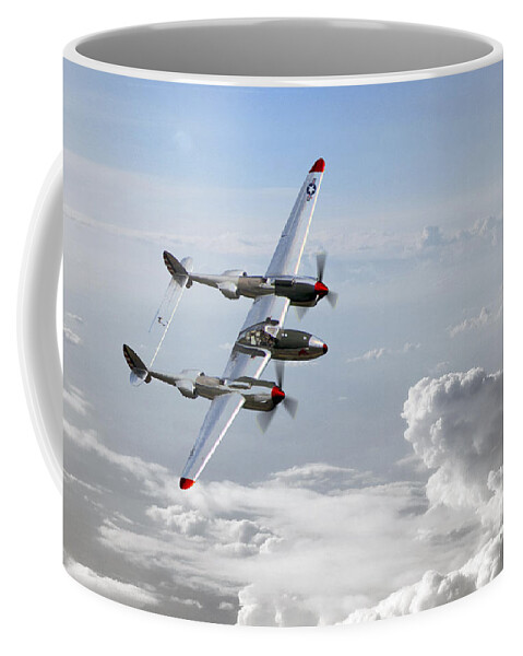 Lockheed P38 Lightning Coffee Mug featuring the digital art P38 Patrol by Airpower Art