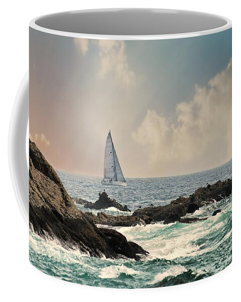 Seascape Coffee Mug featuring the photograph Pacific Sail by Diana Angstadt