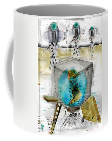 Alien Coffee Mug featuring the mixed media Packed and Ready for Transport by Russell Pierce