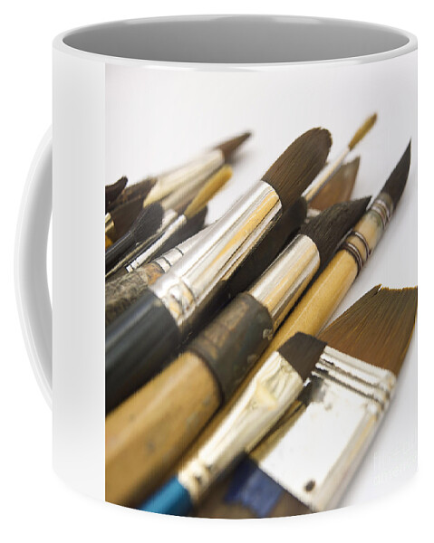Studio Shot Coffee Mug featuring the photograph Paint brushes by Bernard Jaubert