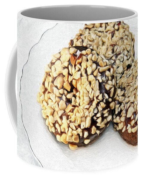 Andee Design Food Coffee Mug featuring the mixed media Painted Chocolate Fudge Nut Donuts by Andee Design
