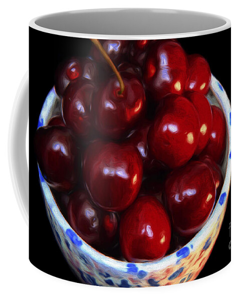 Andee Design Cherries Coffee Mug featuring the mixed media Painterly Bowl Of Cherries by Andee Design