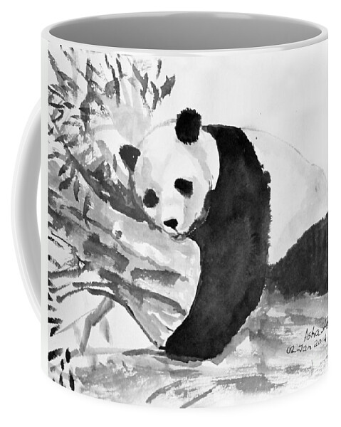Sumi-e Coffee Mug featuring the painting Panda by Asha Sudhaker Shenoy