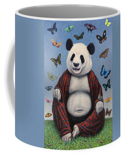Panda Coffee Mug featuring the painting Panda Buddha by James W Johnson