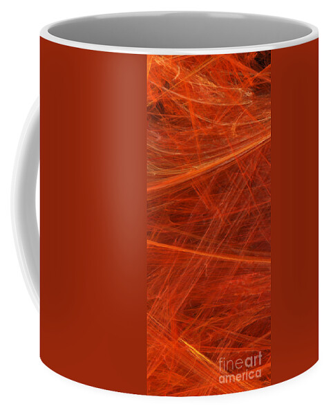 Abstract Coffee Mug featuring the digital art Panel 3 Of 5 Dancing Flames 2 H Pentaptych - Abstract - Fractal Art by Andee Design
