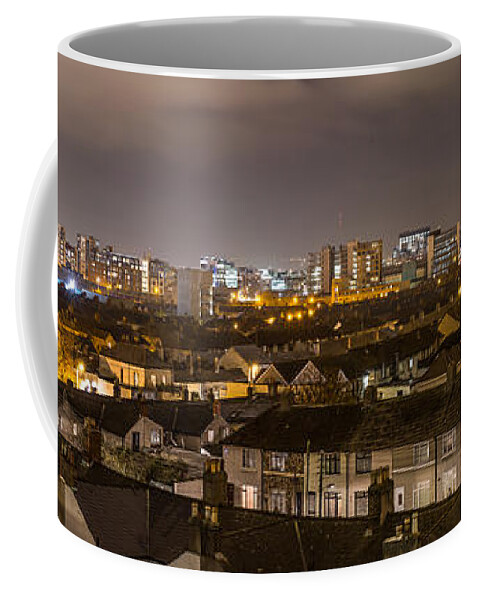 Black Coffee Mug featuring the photograph Panorama of Dublin Docklands by Semmick Photo