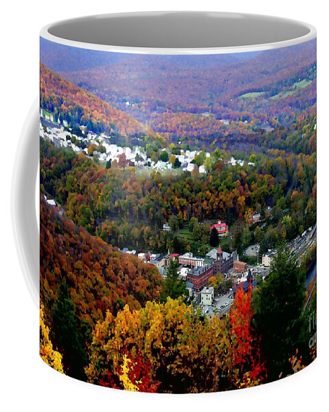 Jim Thorpe Pa Coffee Mug featuring the photograph Panorama of Jim Thorpe PA Switzerland of America - Abstracted foliage by Jacqueline M Lewis