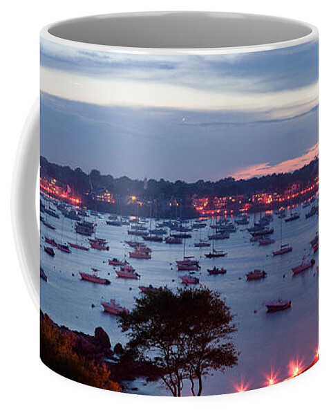 Marblehead Harbor Coffee Mug featuring the photograph Panoramic of the Marblehead Illumination by Jeff Folger