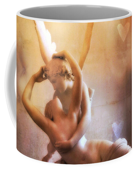 Paris Coffee Mug featuring the photograph Paris Eros and Psyche Louvre Museum- Musee du Louvre Angel Sculpture - Paris Angel Art Sculptures by Kathy Fornal