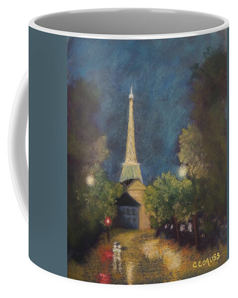 Paris Coffee Mug featuring the pastel Paris Lights by Carol Corliss