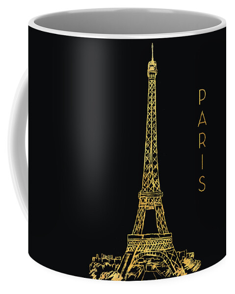 Paris Coffee Mug featuring the mixed media Paris On Black by Nicholas Biscardi