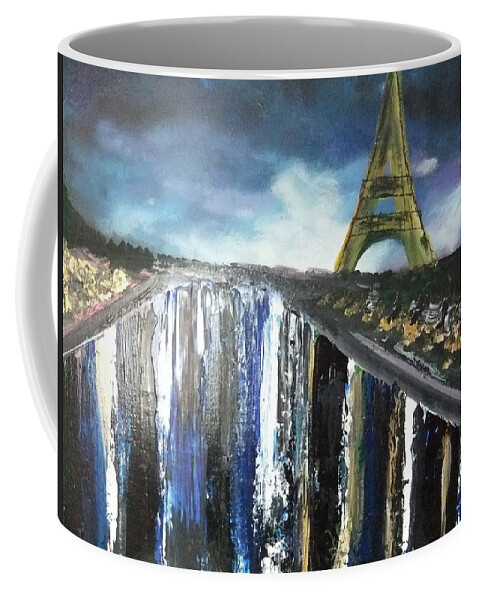 Eiffel Tower Coffee Mug featuring the painting Paris Reflections by Lynne McQueen