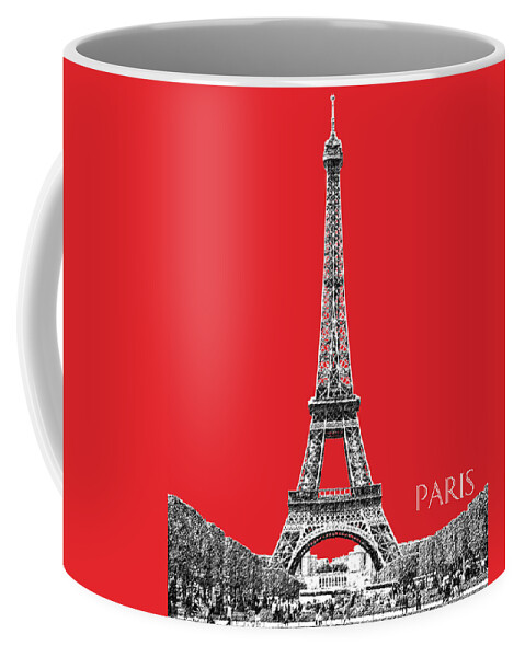 Architecture Coffee Mug featuring the digital art Paris Skyline Eiffel Tower - Red by DB Artist