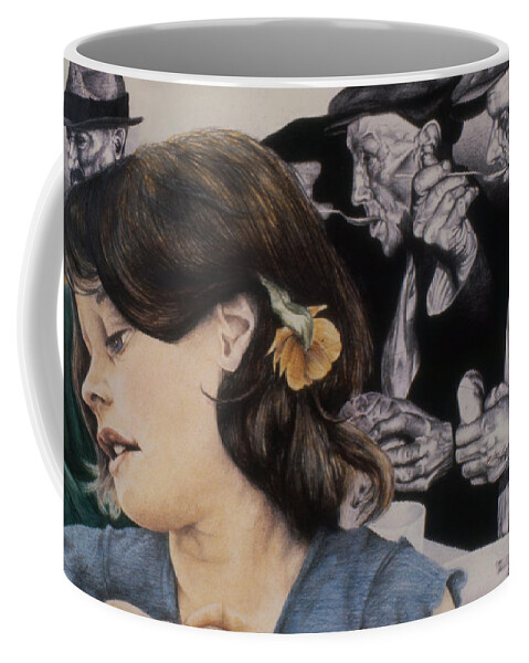 Figure Coffee Mug featuring the painting Past Present and Future Tense by Phil Welsher