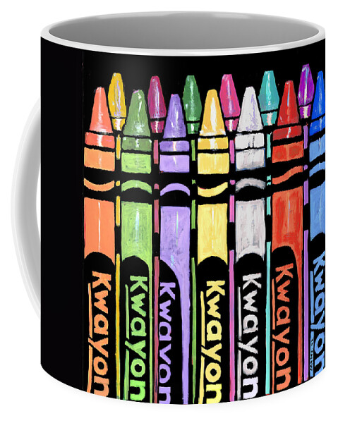 Crayons Coffee Mug featuring the painting Path Me a Kwayon Pleathe by Dale Moses