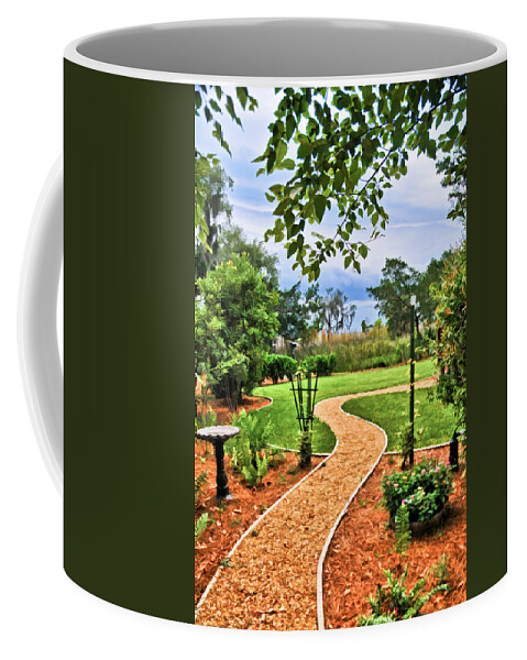 Garden Path Coffee Mug featuring the photograph Garden Path to Wild Marsh by Ginger Wakem