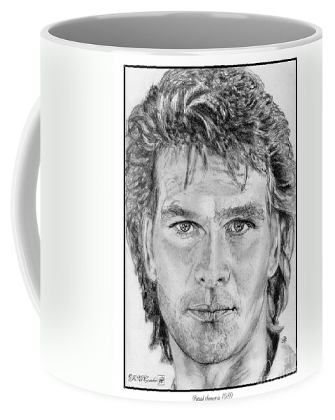 Mccombie Coffee Mug featuring the drawing Patrick Swayze in 1989 by J McCombie