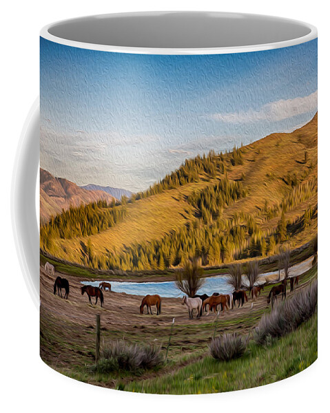 Patterson Mountain Coffee Mug featuring the painting Patterson Mountain Afternoon View by Omaste Witkowski