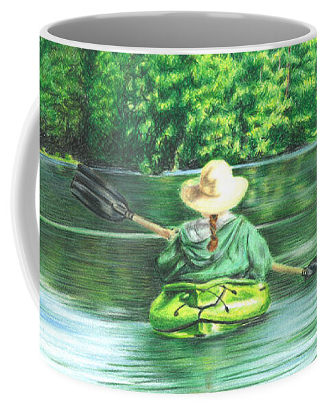 Lake Coffee Mug featuring the drawing Peaceful by Troy Levesque