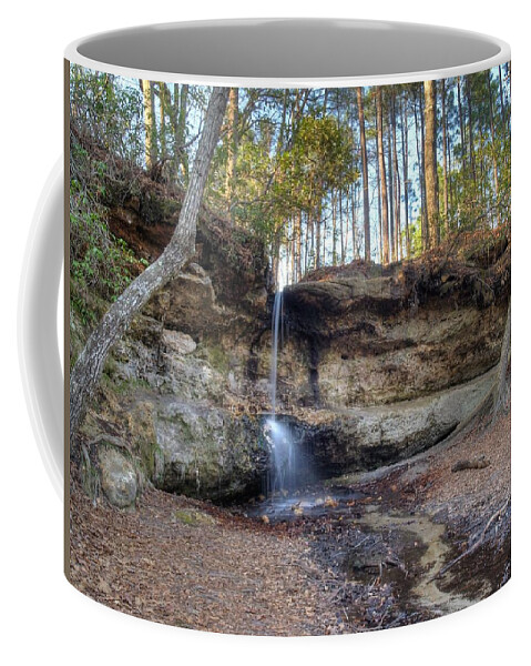 Peach Coffee Mug featuring the photograph Peach Tree Rock Waterfall by Charles Hite