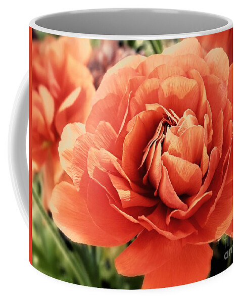 Peachy Coffee Mug featuring the photograph Peachy Ranunculus Flower by Sharon Woerner